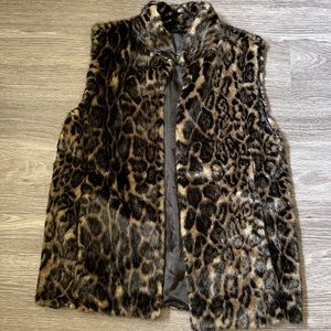 Leopard Print Faux Fur Vest